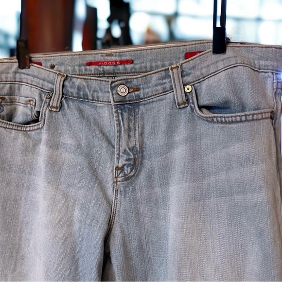 Trendy Bootcut/wide leg cuffed up jeans. Baby blue. Super soft and comfortable. - Picture 4 of 15